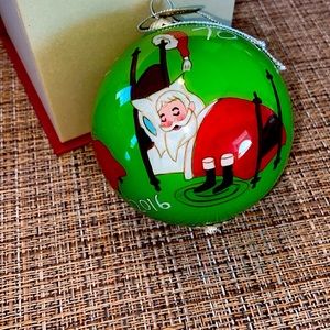 Li Bien Pier 1 Ornament Sleeping Santa & Reindeer "A Good Night" 2016